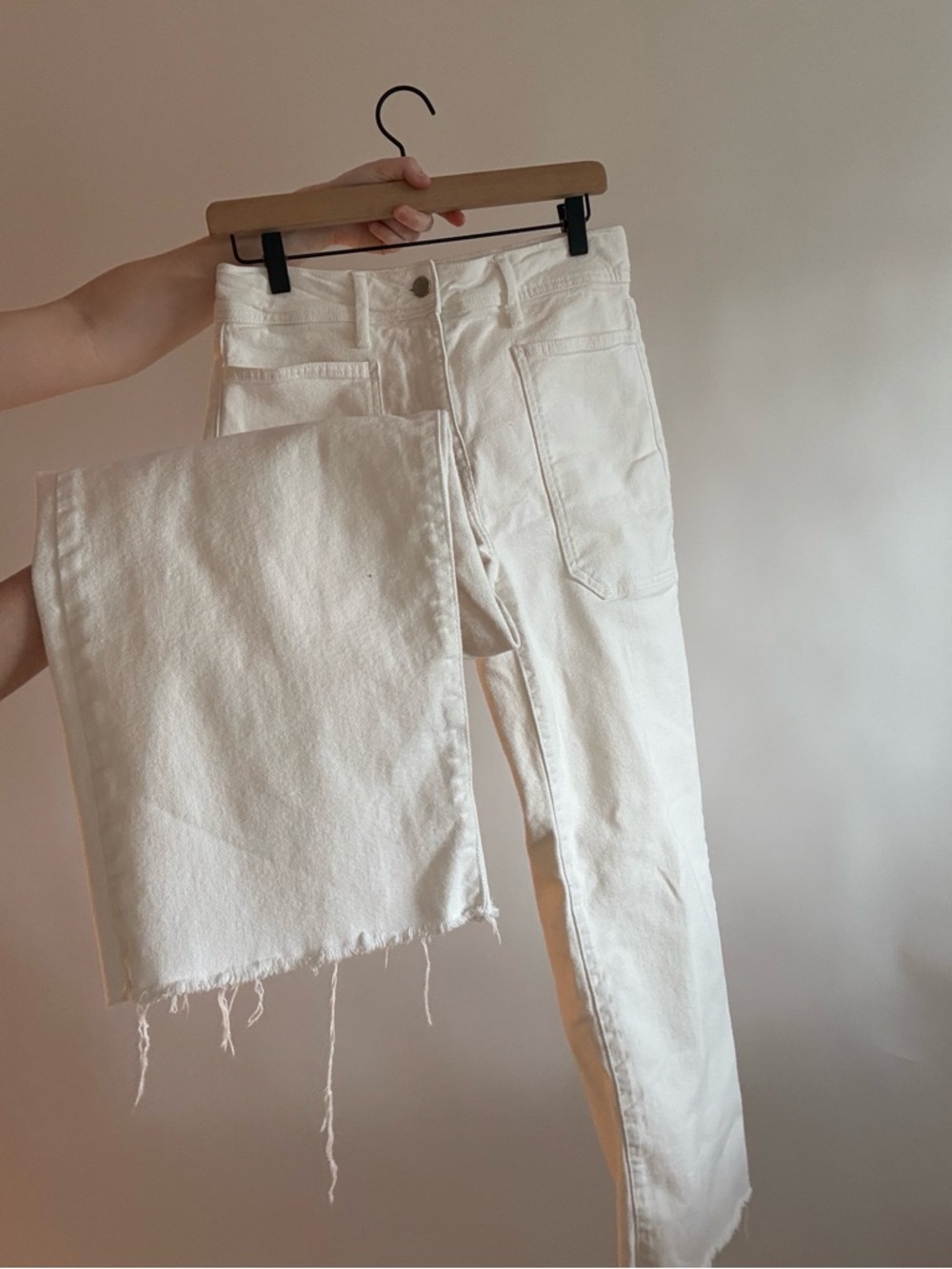 Just Black Denim Wide Leg Patch Pocket White Jeans | Size 28 - Picture 2 of 7
